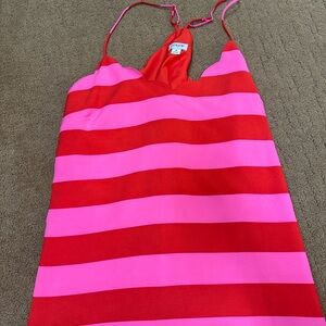 J. Crew Red and Pink Striped Camisole